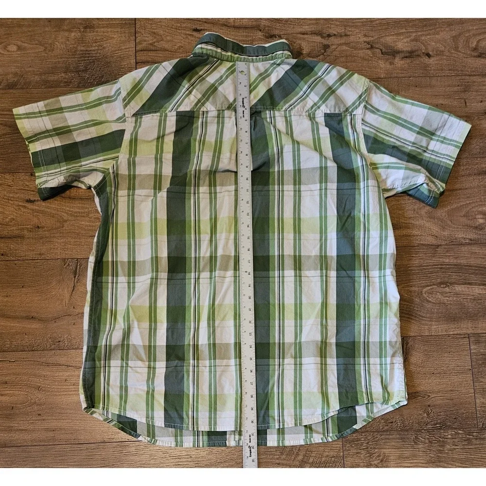 Columbia Shirt Mens 2XL  Omni-Wick Pocket‎ Button Up Green Plaid Short Sleeve